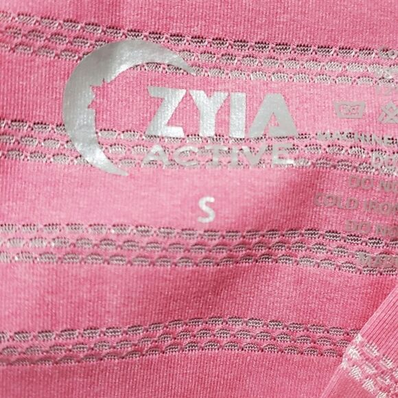 Zyia Pink & Silver Striped Split Back Tank Top - Picture 4 of 6